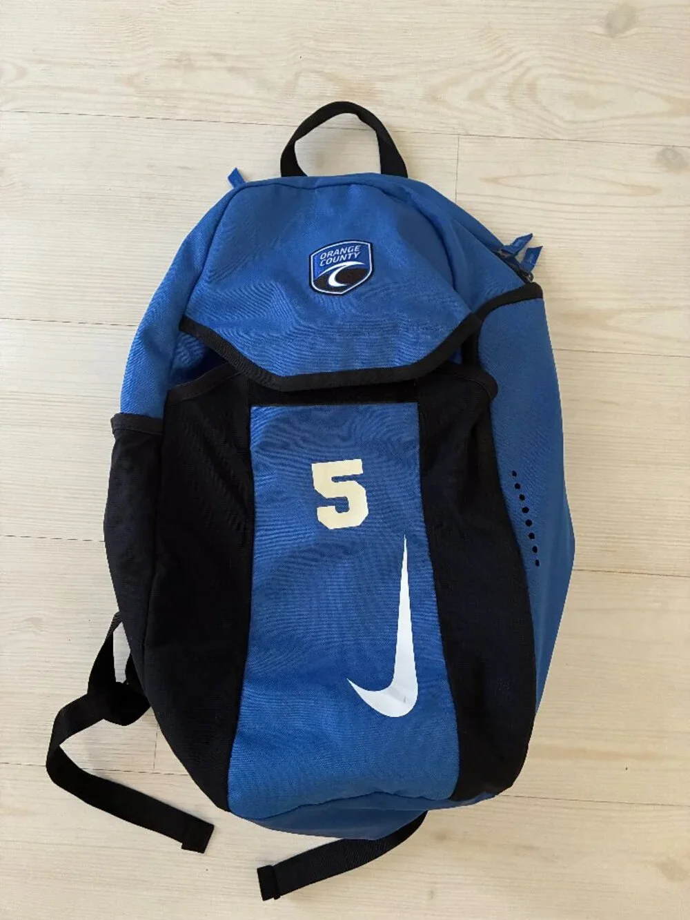 Nike Academy Team Soccer Backpack Blue Black Orange County Club Player #5